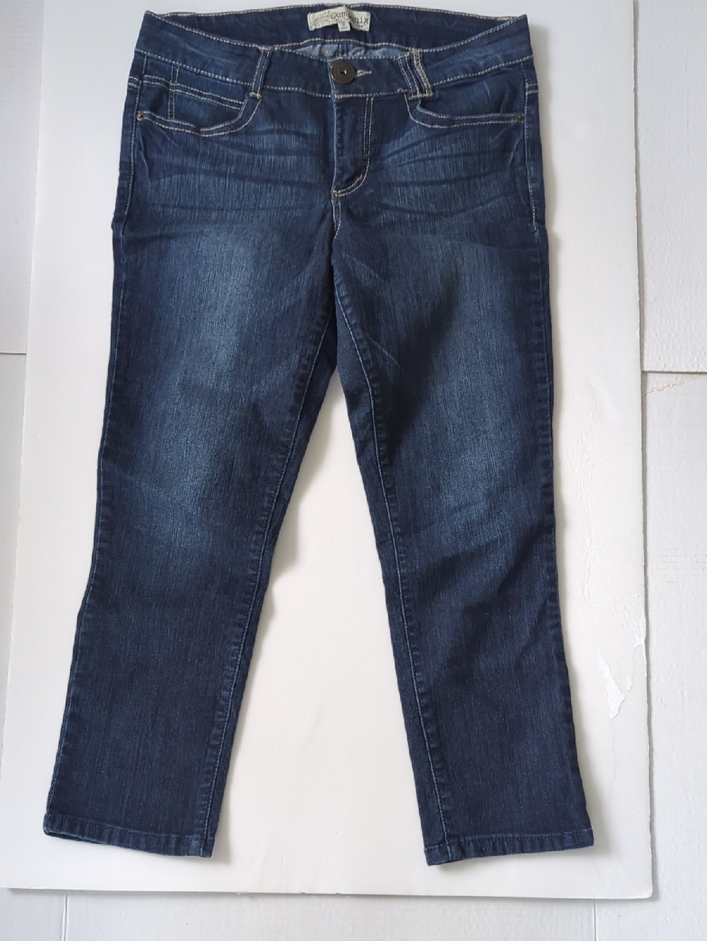 Denim Blue Women's Cropped Stretch Slim Jeans